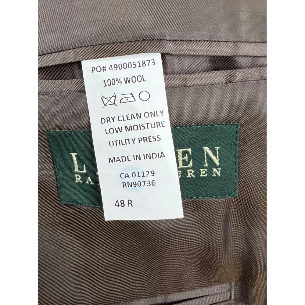 Lauren Ralph Lauren Blazer Mens 48R Brown 100% Wool Sport Coat Excellent